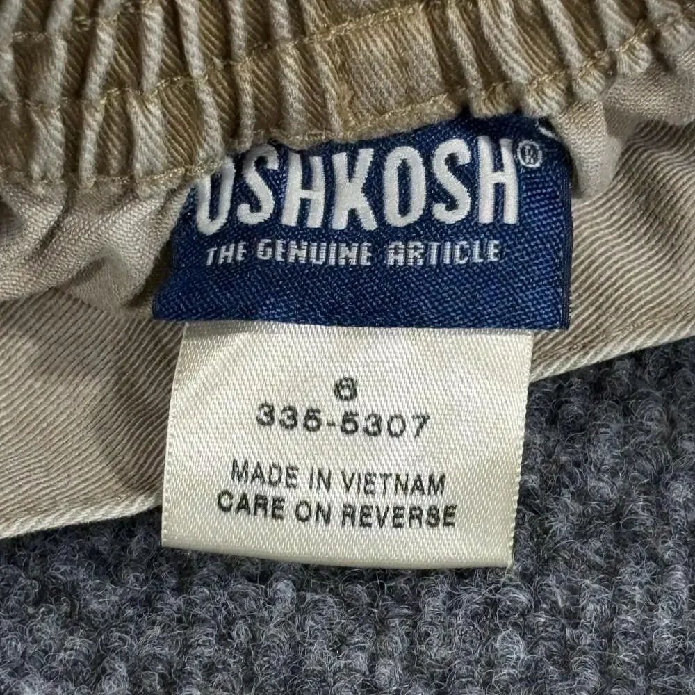 OshKosh B'gosh Shorts Boys 6 Beige Cargo Twill Pigment Dye Elastic Waist